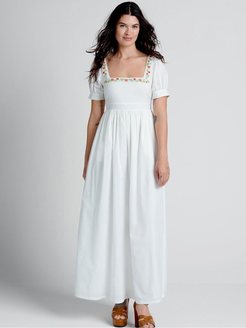 Modcloth Regency Romance White Embroidered Dress - Large